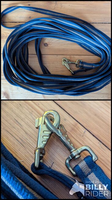 Doppellonge dunkelblau-braun (geschlossen) mit normalen Karabinern in Gold. 17m. Kaum genutzt., Loesdau, Jamie Obier , Lunging, Weilrod, Image 3