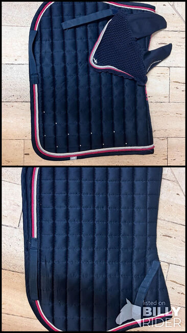 Dunkelblaue Springschabracke mit Fliegenhaube, Schockemöhle Sports, Julia, Dressage Pads, Hirschaid, Image 3