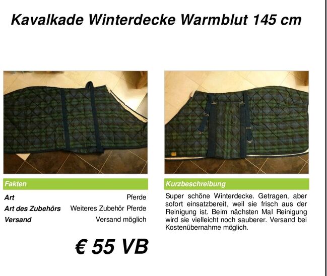Kavalkade Winterdecke 145 cm Warmblut, Kavalkade, Vicky, Derki dla konia, Jesewitz, Image 2