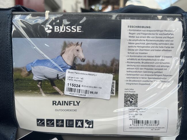 BUSSE Regen-Fliegendecke RAINFLY, 145 cm, navy-sky, BUSSE Rainfly, Gaby Lais, Derki dla konia, Malsburg-Marzell