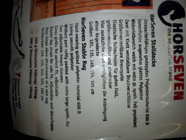 Stalldecke für Vollblüter, Hore Seven Stable blanket 300g, Claudia, Derki dla konia, Köln