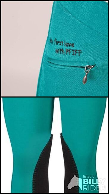 PFIFF Kinder-Reitleggings mit Stoffbesatz Gr. 152 Farbe türkis, Reit-Leggings, Una (Horse-design), Bryczesy dziecięce, Rot am See, Image 3