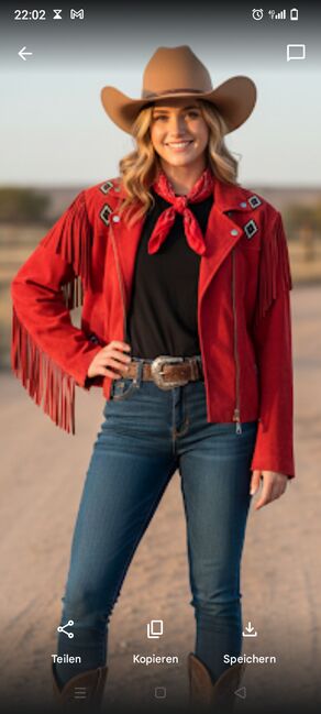 Echtleder-Jacke rot mit Fransen, Wolf Haiber , Riding Jackets, Coats & Vests, Ilsfeld 