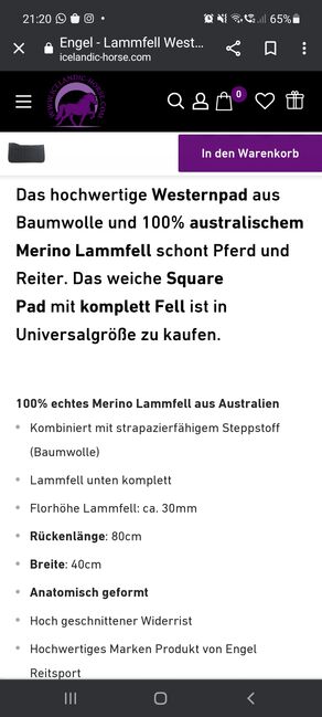 Echtes Lammfellpad Engel Westernpad schwarz, Engel Lammfell Squad, Lisa, Westernpads, Kirchdorf im Wald, Abbildung 7