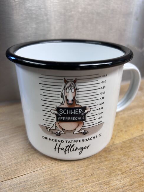 Emaille-Tasse mit lustigem Haflinger-Motiv, Kiki, Pozostałe, Heinsdorfergrund