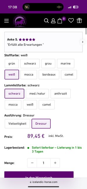 Engel Lammfell Satteldecke - Neu, Engel Satteldecke, Anne Biedermann , Schabracken, Wehr, Abbildung 3