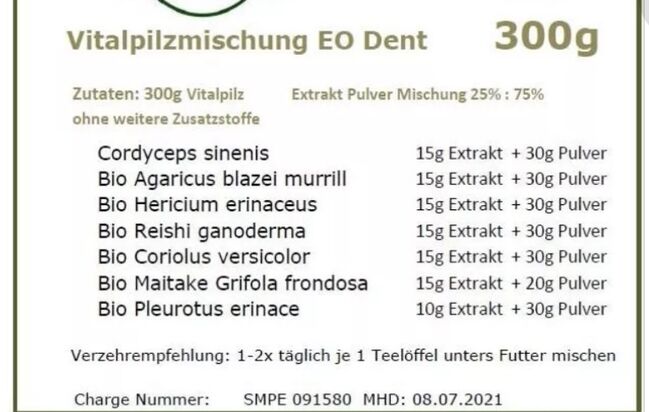 EO Dent Vitalpilzmischung 300g, Pferde fit, Anke, Hay & Straw, Erndtebrück