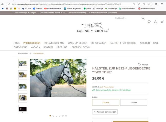 Equine Microtec Fliegendecke mit Halsteil Gr. 135, Equine Microtec, Brigitta, Horse Blankets, Sheets & Coolers, Eisgarn, Image 4