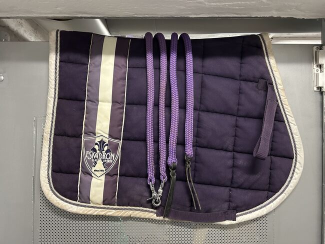 Eskadron Big Square Plum VS und offene Zügel Horsefactory mit schwarzem Leder Lila, Eskadron  Big Square, Melissa, Dressage Pads, Duisburg 