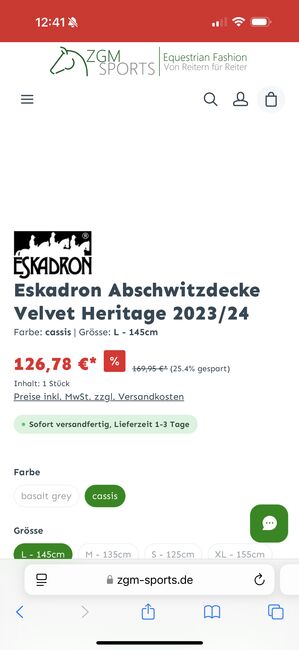 Eskadron Heritage Abschwitzdecke L 145cm, Eskadron Heritage, Gabriela Pohl, Horse Blankets, Sheets & Coolers, Aurich, Image 3