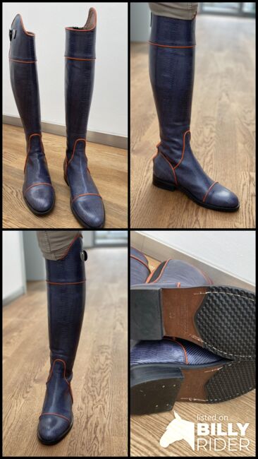 Extravagante blaue Reitstiefel, Gr. 38, Alex Boots (italienischer Reitstiefelhersteller) Modelstiefel, Katrin Herr, Riding Boots, Lemgo, Image 7