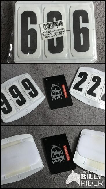 Falt-Kopfnummern -NEU-, PFIFF Falt-Kopfnummern mit Klettverschluss weiss, Kathrin, Sattelzubehör, Ketsch, Abbildung 4