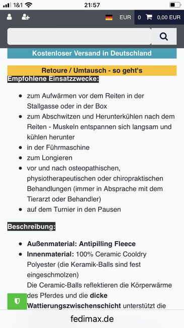 Fedimax Rückenwärmer, Fedimax, Anne Heyink, Pferdedecken, Billerbeck, Abbildung 4