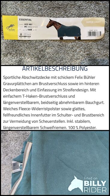 Felix Bühler Abschwitzdecke Essential 145, Felix Bühler Essential, Manou, Derki dla konia, Bad Wildungen, Image 4