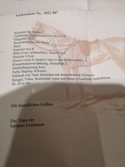 Fichtbauer Dressursattel KCR Paura, Fichtbauer  KCR Paura , Sandra K. , Dressage Saddle, Kolbermoor , Image 7