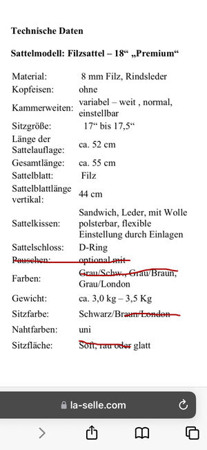 Filzsattel Premium 18 von La Selle, La Selle Filzsattel Premium 18, Daum  Jasmin, Sonstiger Sattel, Wettenberg, Abbildung 12