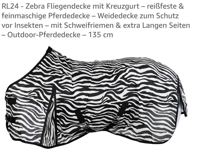 Fliegendecke Pferd . Zebra Look . 135, Fliegendecke, Janet, Pferdedecken, Brieselang