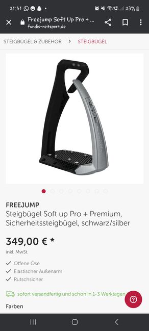 Freejump Soft up pro plus Sicherheitssteigbügel, silber, Freejump Freejump Soft'up pro +, Luisa Rottländer , Saddle Accessories, Brakel, Image 4