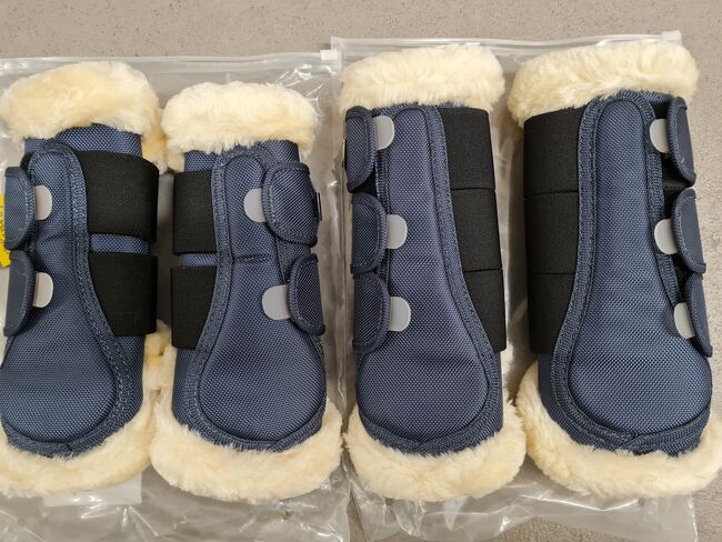 Gamaschen blau Cob vorne und hinten (neu und Originalverpackt), Thomas und Katharina Rose, Tendon Boots, Düsseldorf