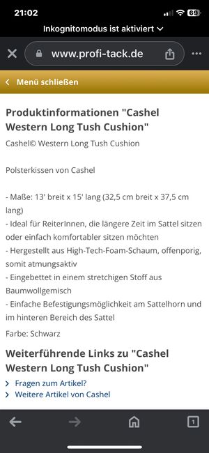 Gelkissen für Westernsattel, Cashel, Bernadette Bauer, Saddle Accessories, Rodgau, Image 3