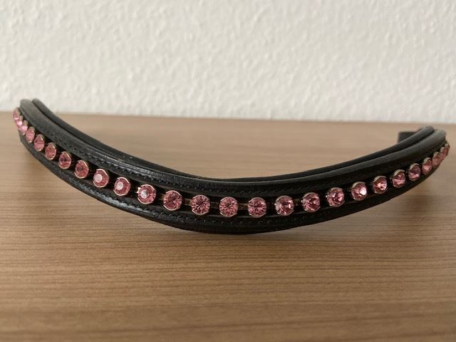 Glitzer Stirnriemen f. Trense dunkelbraun WB mit rosa Strass, Kantrie , Amazone , Bridles & Headstalls, Dissen