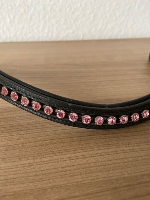 Glitzer Stirnriemen f. Trense dunkelbraun WB mit rosa Strass, Kantrie , Amazone , Trensen, Dissen, Abbildung 4