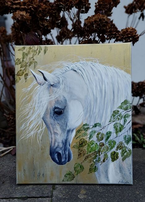 Goldiges Pferd handgemalt. Oelgemaelde, Ola, Konie na sprzedaż, Dallikon