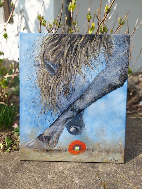 Pferd Goldig gemalt von mir, Oelbild, Ola, Horses For Sale, Dallikon