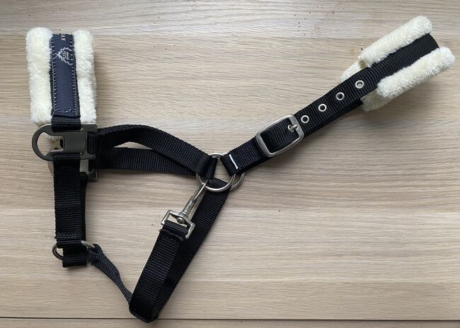 Halfter in Schwarz mit Kunstfell, Gr. PONY, PFIFF NEU, Pfiff, Anschi, Halfter, Hallerndorf 