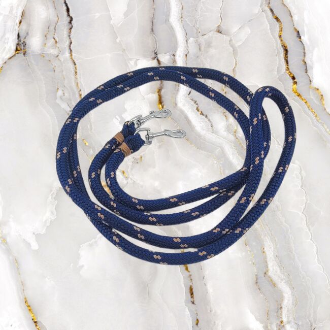 Handgefertigte 12 mm dicke Zügel Marine mit Beige 300 cm, Maya (Swisshorseshop), Halters, Frauenfeld