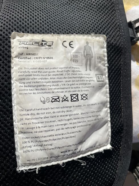 Helite Airjacket Schwarz Gr. L Sicherheitsweste, Helite  Airjacket, Barbara Mörk-Harscher, Safety Vests & Back Protectors, Sulzbach-Rosenberg, Image 4