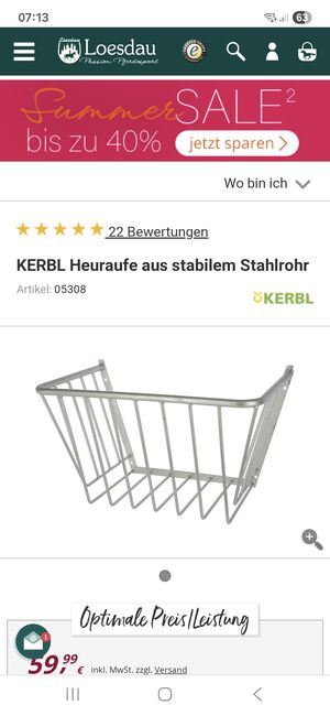 Heuraufe wenig gebraucht, Kerbl, Gerlinde , Tack Room & Stable Supplies, Königsbrunn , Image 2