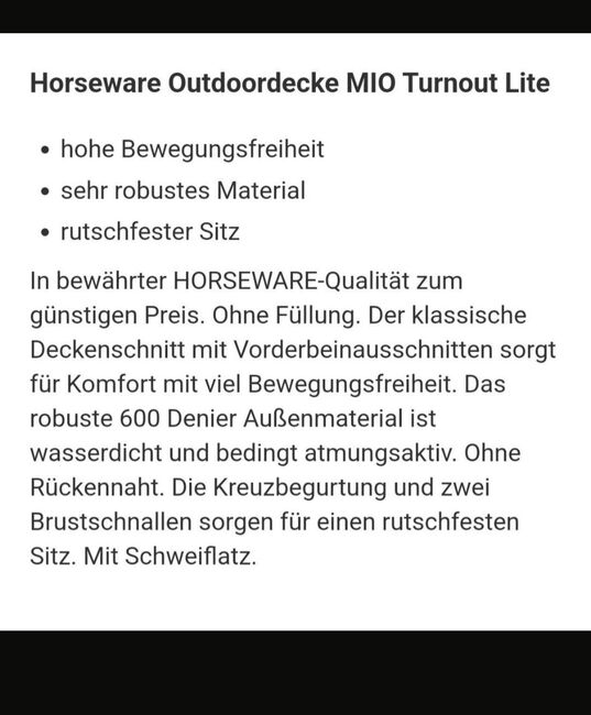 Horseware Outdoordecke MIO Turnout Lite, HORSEWARE  MIO Turnout Lite, Nadine Schäfer , Horse Blankets, Sheets & Coolers, Südheide , Image 6