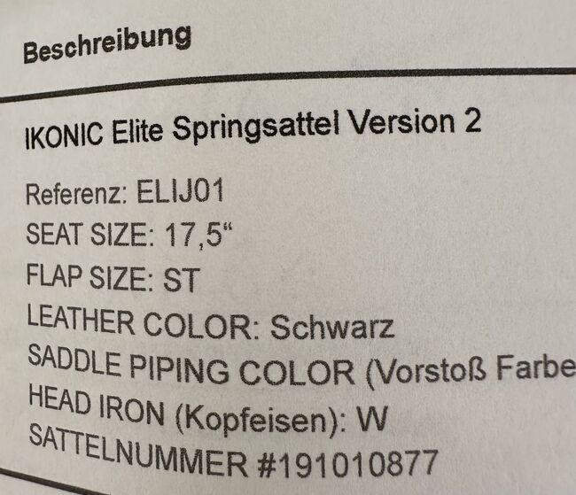 Ikonic Elite Springsattel 17,5 schwarz, Ikonic Elite, Terri, Springsattel, Braunschweig, Abbildung 5