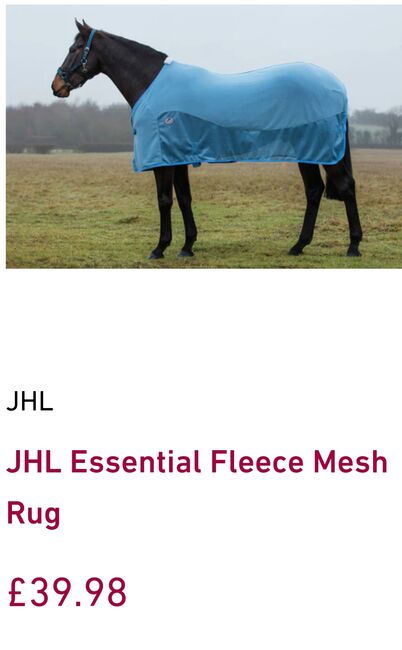 JHL Fleece Mesh Cooler 6ft, JHL Essential Fleece Mesh Cooler , Jane Packham, Derki dla konia, Folkington, Image 5