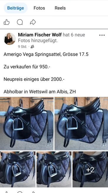 Springsattel Amerigo Vega, Amerigo Vega, Miriam Fischer Wolf, Jumping Saddle, Wettswil