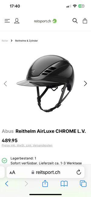 Reithelm AirLuxe Chrome Longvizor, Shiny Black, Abus pikeur  AirLuxe Chrome Longvizor, Monique, Kaski, Cordast 