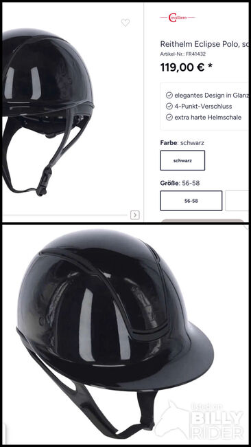 Reithelm Eclipse Polo schwarz von Covalliero Größe 56-58, Covalliero Eclipse Polo, Lena Meihöfer, Kaski, Hiddenhausen , Image 3
