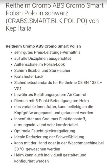 ⭐️KEP/Neuwertiger Reithelm Cromo ABS Smart Polish Polo⭐️, KEP  Cromo ABS Smart Polish Polo , Familie Rose, Reithelme, Wrestedt, Abbildung 3