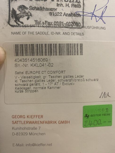 Kiefer Sattel Europe CT Comfort, Kieffer  VS Sattel, Monika Hartnagel , Vielseitigkeitssattel (VS), Feuchtwangen , Abbildung 7