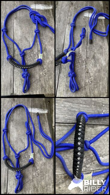 Knotenhalfter mit Glitzersteinen, USG Knotenhalfter zweifarbig mit Glitzersteinen , Andrea, Halters, Sasbach, Image 5