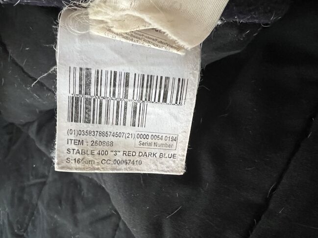 Decke / Stalldecke 400g 165cm, Fouganze  STABLE 400 "3" RED DARK BLUE, Berneiser, Derki dla konia, Elz, Image 6