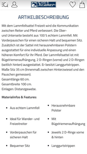 Lammfellsattel, SHOWMASTER Lammfellsattel Freizeit, Ronja , Andere Pads, Bobingen , Abbildung 6