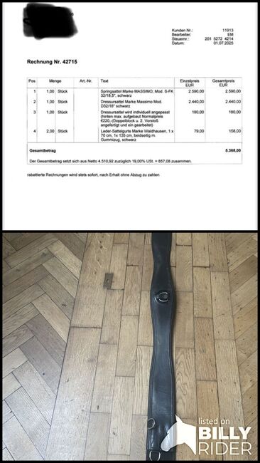 Langgurt Waldhausen 135cm Leder mit Gummieinsatz, Waldhausen , Katharina , Girths & Cinches, Aachen , Image 3