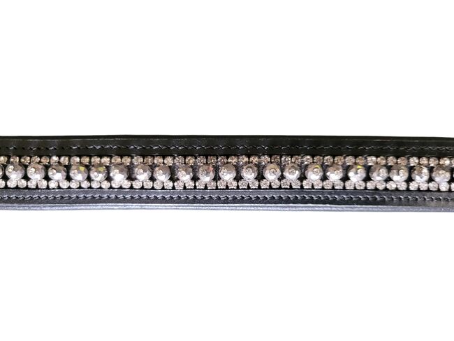 Leder-Stirnband, Stirnriemen mit Glitzersteinen für Pferde, 40 cm, schwarz, 4 Horse, Andrea Schürmann, Browbands, Lichtenau