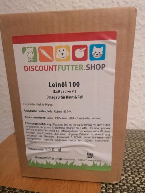 Leinöl (Kalt gepresst) 1,5 Liter mit Hahn OVP, Discountfutter.shop, Corinna, Horse Feed & Supplements, Werne, Image 4