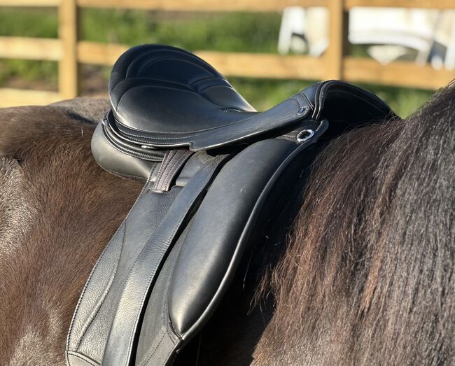 Luxus Freizeitsattel für breite Pferde 17,5 bis 18“ 43 cm KW 36, Probeversand — Monoblatt VS Dressur, Jeremy Rudge Contour mit Ponybaum, Ariane (MEIN LIEBSTER SATTEL), All Purpose Saddle, Pressig