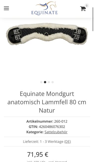 Mondgurt echtes Lammfell 80 cm Neu, Equinate  Sattelgurt , Patricia , Girths & Cinches, Lauterbach, Image 2