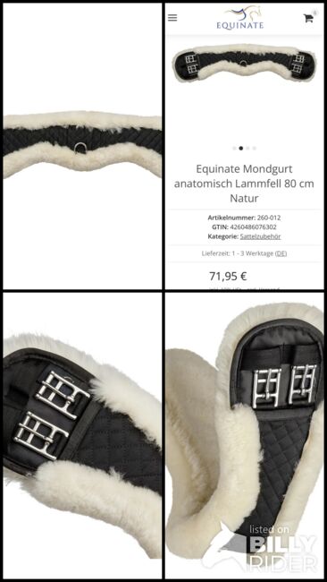 Mondgurt echtes Lammfell 80 cm Neu, Equinate  Sattelgurt , Patricia , Girths & Cinches, Lauterbach, Image 6
