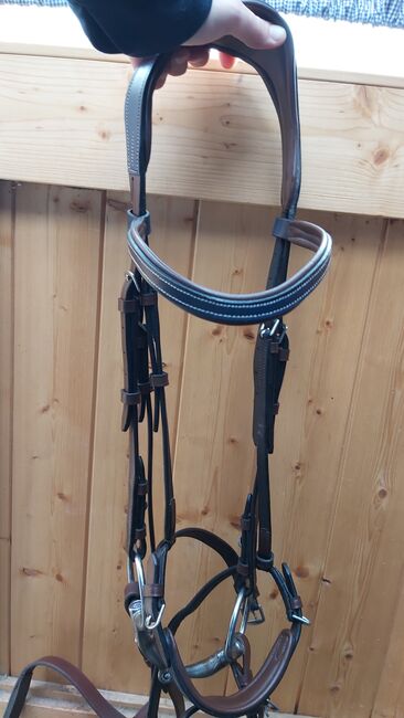 Gr. VB braune Trense mit blauen Verzierungen inkl Gurtzügel, QHP Loesdau Trense, Katrin , Bridles & Headstalls, Tornesch , Image 3